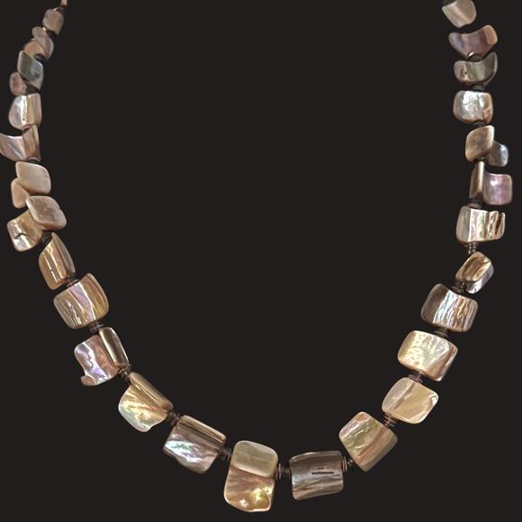 Abalone Mother of Pearl Heishi Necklace – Southwestern Boho Navajo Style - Picture 1 of 12